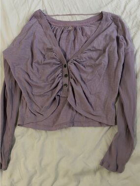 free people Women’s Lavender Long-Sleeve Ruched Button Top
